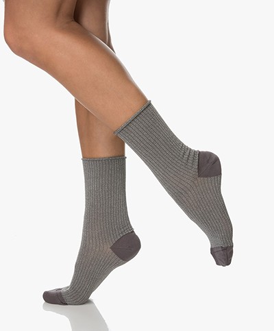 Dear Denier Malene Socks with Lurex Details - Silver Grey