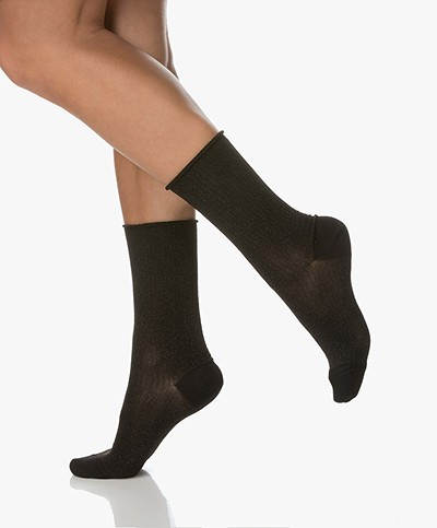 Dear Denier Malene Socks with Lurex Details - Black