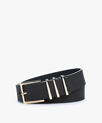 Anine Bing Wide Leather Belt - Black