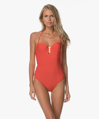 Calvin Klein Bandeau Swimsuit - Molten Lava