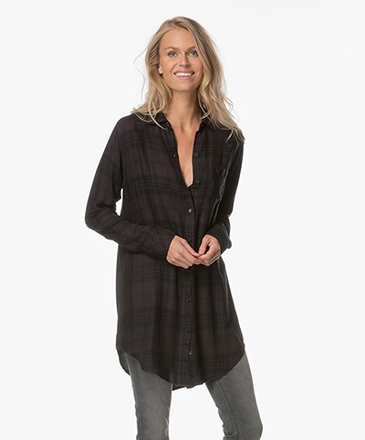 Rails Bianca Checkered Blouse in Viscose - Onyx/Jet 