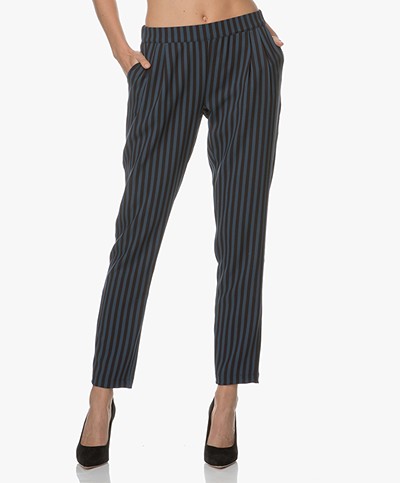 BY-BAR Striped Crepe Pants - Navy