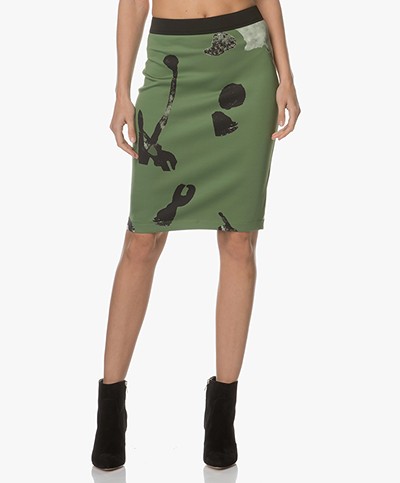 Kyra & Ko Silva Printed Pencil Skirt - Green