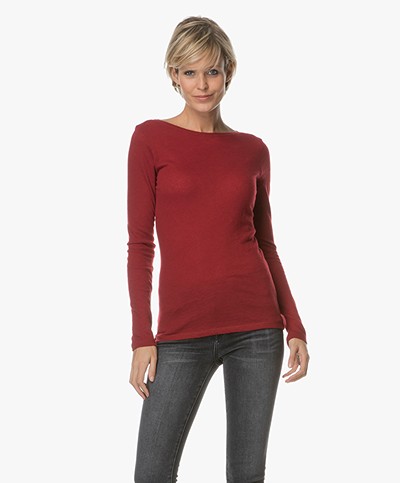 Majestic Boat Neck Long Sleeve in Pure Cashmere - Grenat