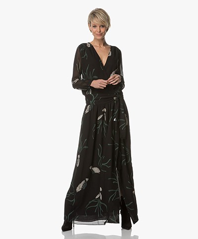 Ba&sh Reda Maxi-jurk met Print - Zwart/Multicolored
