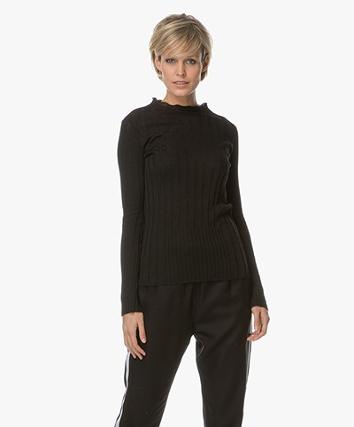 BY-BAR Ribbed Wool Blend Turtle Neck Sweater - Black