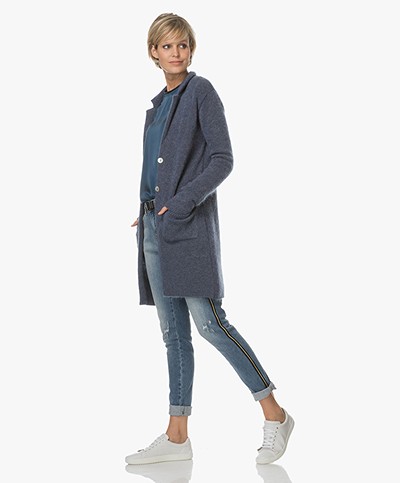Belluna Peroni Blazer Cardigan in Merino Wool Blend - Blue Jeans