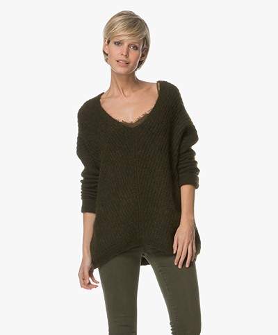 FWSS Wenche Oversized V-neck Sweater - Bronze Green 