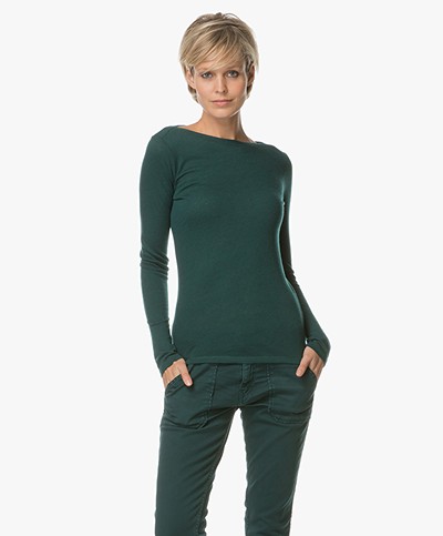 Majestic Boat Neck Long Sleeve in Pure Cashmere - Vert Anglais