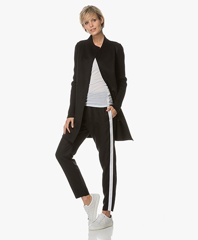 Repeat Long Open Cardigan with Cashmere - Black