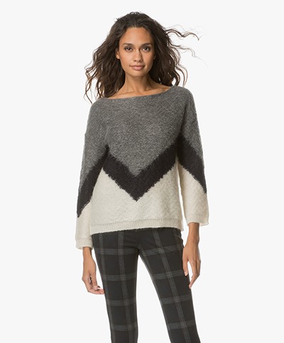BY-BAR Venice Mohair Blend Pullover - Off-white/Grey