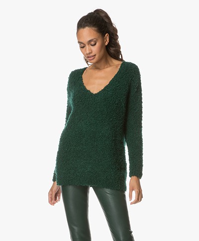 LEÏ 1984 Jersey Ame V-neck Sweater - Vert