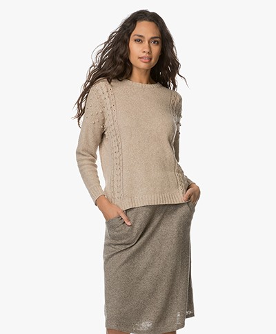 Indi & Cold Linen Blend Sweater - Hueso 