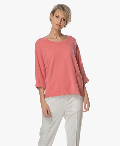 Repeat Cashmere Boothals Trui - Coral