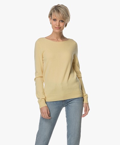 Repeat Cashmere Boat Neck Pullover - Light Yellow 
