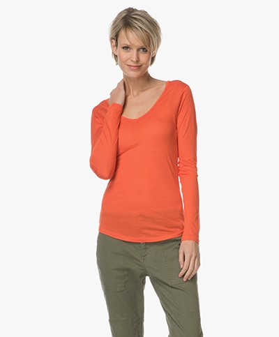 Closed Jersey Long Sleeve T-shirt - Orange Lava