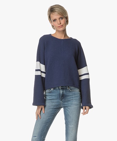 Drykorn Nonie Boxy Sweater with Stripe Details - Navy