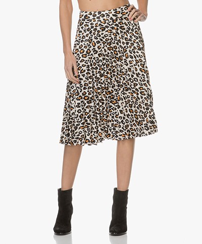 FWSS Heidi Leopard Pleated Skirt - Cadmium Yellow 