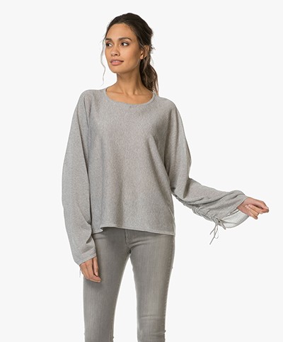 Drykorn Noni Pullover with Drawstring Sleeves - Grey Melange