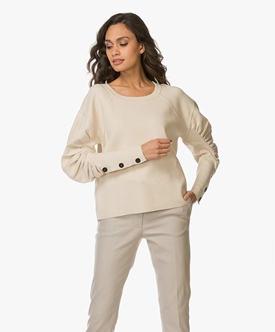 ba&sh Laia Sweater with Puff Sleeves - Sand