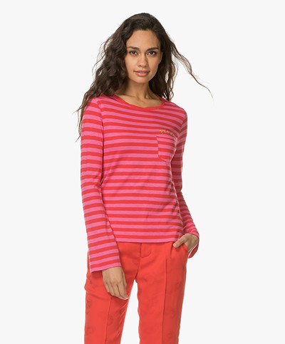 Zadig & Voltaire Regy Striped Long Sleeve - Flamingo
