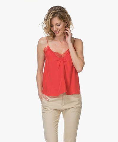 ba&sh Songe Camisole in Pure Silk - Rouge