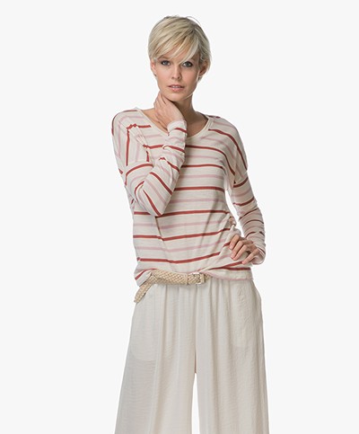 Closed Striped Long Sleeve in Wool Jersey - Candy