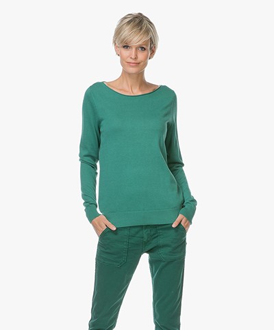 Repeat Cotton Blend Pullover - Emerald Green
