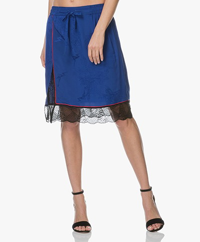Zadig & Voltaire Jillian Silk Skirt with Lace - Cobalt Blue 