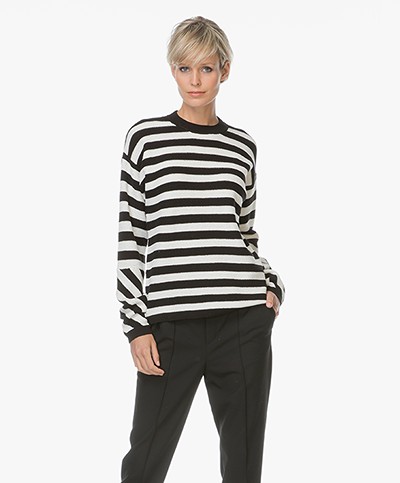 Joseph Pique Knit Striped Sweater - Black 