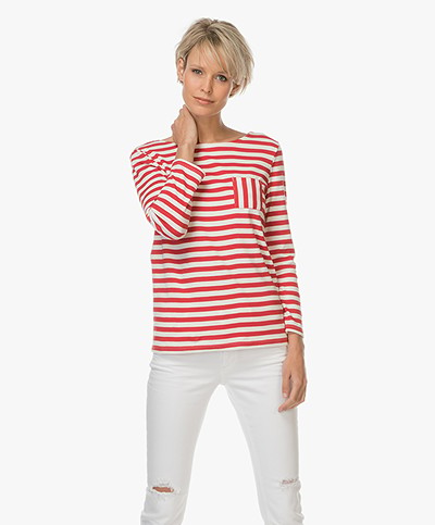 Petit Bateau Striped T-Shirt - Red/Off-white