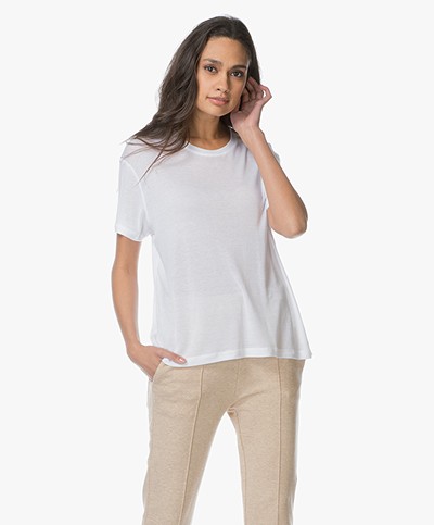ANINE BING Silk Crew Neck T-Shirt - White
