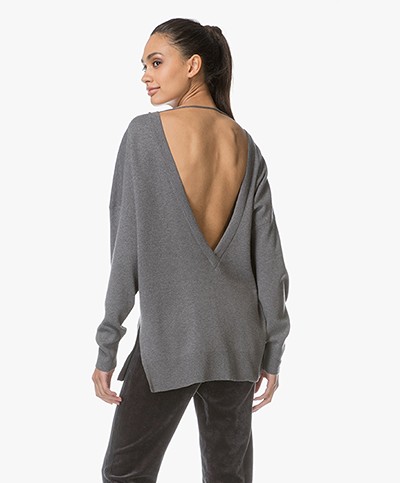 IRO Durson Sweater with V-neck at Back - Stone Grey