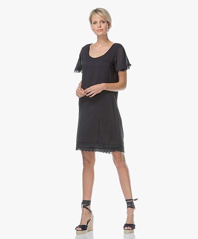 BRAEZ Darly Viscose Blend Dress with Lace Details - Midnight Blue 