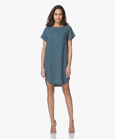 BY-BAR Silvia Tencel Dress with Buttons - Oil Blue