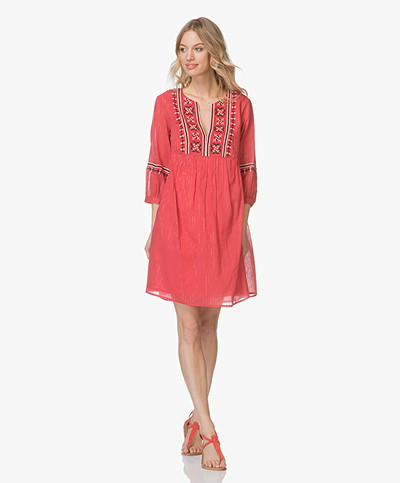 ba&sh Agda Embroidered Voile Dress - Red 