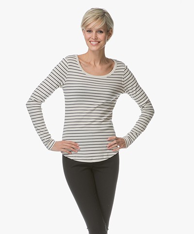 Closed Striped Long Sleeve - Light Champagne