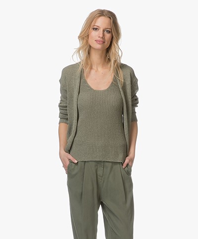 Indi & Cold Open Cardigan in Cotton Blend - Militar