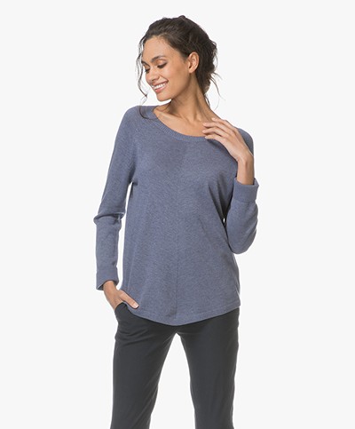 Repeat Round Neck Pullover in Cotton Blend - Night 