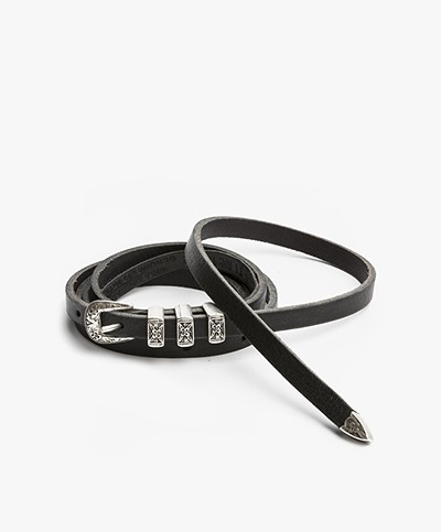Zadig & Voltaire Mini Santafe Long Leather Belt - Black