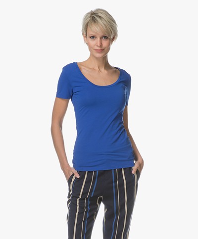 Drykorn Natina Scoopneck T-shirt - Cobalt Blue