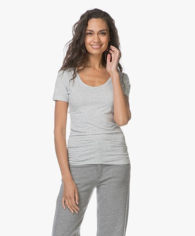 Drykorn Natina Scoopneck T-shirt - Grey Melange