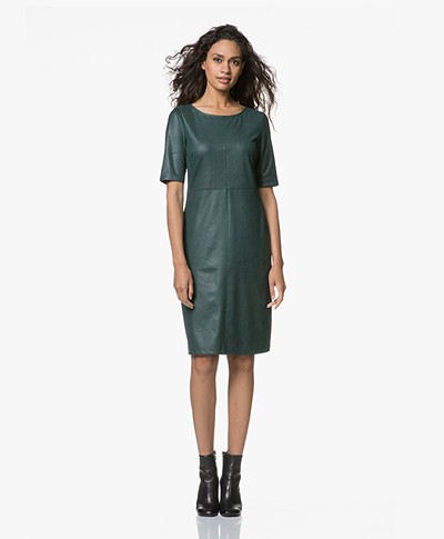 Kyra & Ko Maeve Dress in Faux Craquele Leather - Bottle