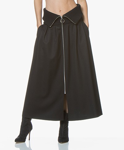 HUGO Ruttas A-line Maxi Skirt with Zipper- Black