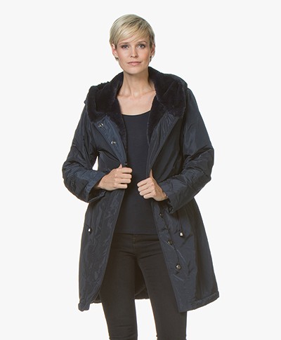 no man's land Parka with Faux Fur Lining - Dark Sapphire