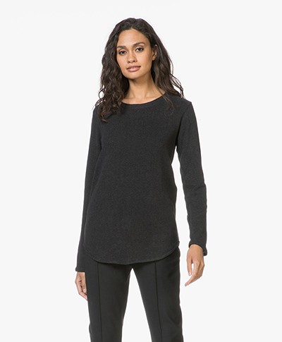 Denham Icicle Sweater in Cotton Fleece - Black Melange