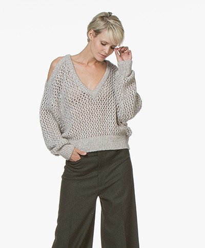 IRO Like Lattice Knit Sweater - Mixed Taupe
