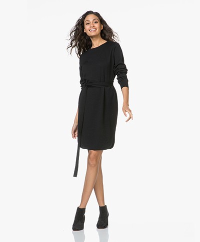 Sibin/Linnebjerg Juliette Sweater Dress with Optional Turtleneck Collar - Black