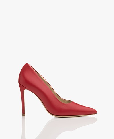 Feraggio Smooth Leather Pumps - Red