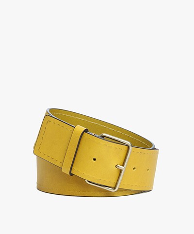 Ba&sh Chad Wide Leather Belt - Moutarde 